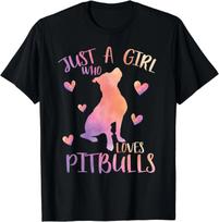 Just a Girl Who Loves Pitbulls Watercolor Pitbull Dog Lover Gift Unisex T-Shirt XL
