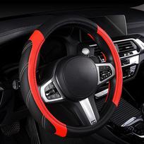 Klasikinio automobilio vairo dangtis keturių sekcijų mažas juodas ličio rašto sujungimas, skirtas Toyota Lada 37-38cm/15 inch juoda/raudona
