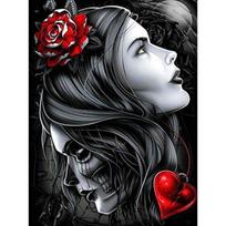 Full Round Drill 5D DIY Diamond Painting  Girl & Skull  3D Rhinestone Embroidery Cross Stitch 20X30CM
