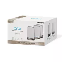 Maršrutizatorius NETGEAR Orbi Quad-band RBKE963 AXE11000 WiFi 6E tinklelio sistema, pilka, balta, vidinė, maitinimas, Wi-Fi 6 (802.11ax), 802.11a, 802.11b, 802.11g, Wi-Fi 4 (802.11ac), 162.11ac. Wi-Fi 6E..., 1200Mbit/s