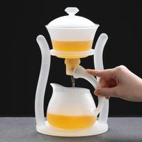 Matinio stiklo arbatinukas Magnetinis karščiui atsparus stiklinis arbatinukas su Puerh virdulio pagrindu Gaminkite automatinį arbatos puodelį balta