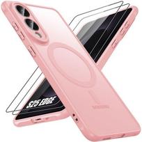 Protective Case - BOOLING - for Samsung Galaxy S25 Edge - Pink - 2 Tempered Glasses - Shockproof rožinė