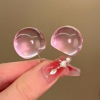 Resin round earrings simple summer small fresh stud earrings sweet personality fashion versatile earrings women