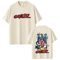 Gorillaz Rock Band Gothic Pop Music High Quality Round Neck Cotton T-shirt XS chaki