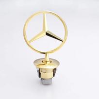 Automobilio lipdukas Mercedes Benz žvaigždė ant variklio dangčio - Ženklelis automobilio priekiniam variklio dangčiui Chromuotas logotipas Žymėjimas Benz C E S klasei W204 W205 W21 auksinė