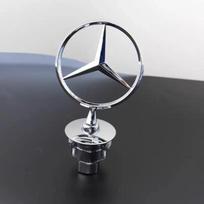 Automobilio lipdukas Mercedes Benz žvaigždė ant variklio dangčio - Ženklelis automobilio priekiniam variklio dangčiui Chromuotas logotipas Žymėjimas Benz C E S klasei W204 W205 W21 sidabras