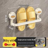 Wow-oh Wall-Mounted Bathroom Slippers and Shoe Rack with Towel Bar