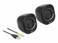 Kompiuterio kolonėlės „Delock“ mini stereo garsiakalbiai su 3,5 mm lizdu ir USB maitinimo šaltiniu