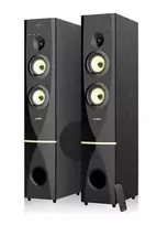 Kompiuterio kolonėlės Fenda F&D T-88X 2.0 ant grindų statomi garsiakalbiai, 300 W RMS (150x2), 1 colio aukštų dažnių garsiakalbis + 5,25 colio garsiakalbis + 10 colių žemųjų dažnių garsiakalbis kiekvienam kanalui, BT 4.2/HDMI/optinis/koaksialinis/AUX/USB/FM/Karaoke funkcija /LED Ekranas/Nuotolinis pultelis/Įtrauktas mikrofonas/Medinis/Juodas