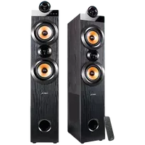 Kompiuterio kolonėlės Fenda F&D T-70X 2.0 ant grindų pastatomi garsiakalbiai, 160 W RMS (80 W x 2), 1 colio aukštų dažnių garsiakalbis + 5,25 colio garsiakalbis + 8 colių žemųjų dažnių garsiakalbis kiekvienam kanalui, BT 5.0 / HDMI (ARC) / optinis / bendraašis / AUX / USB / FM /Karaoke funkcija/ LED Ekranas/Nuotolinis pultelis/Pridedamas mikrofonas/Medinis/Juodas