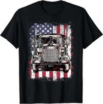 Truck Driver USA American Flag Vintage Trucker Truckers Gift Unisex T-Shirt M