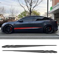 2 VNT. Tesla Model 3 Automobilio Šoninės Juostelės Decalai Dryžuotas lenktynių stilius Dekoras Decalas Vinilinė Dangtelis Auto Tiuningo Aksesuarai Glossy Black