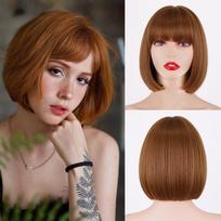 MERISIHAIR trumpas Bob perukas su kirpčiukais Pure Color Black Brown Perukas moterims Sintetiniai perukai, skirti Lolita Party Cosplay kasdieniniam naudojimui 10inches&CN