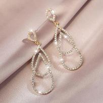 LATS New Heart Earrings Women's Luxurious Geometric Full Rhinestone Earrings Korean Gold Color Love 2020 Fashion Jewelry