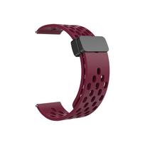 Silikoninis laikrodžio dirželis Garmin Venu 2 Plus Sq Vivoactive 3 4 5/Forerunner 255 645 158/55/245 music, dirželis su magnetine sagtimi 22mm vyno raudonos spalvos