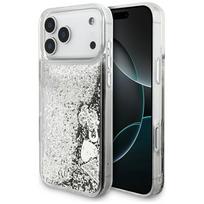 Guess Liq. Glitter 4 Charms dėklas iPhone 17 Pro Max - Sidabrinė