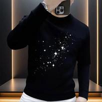 Men's Trendy Star Print Slim Fit Hoodie - Autumn/Winter Fashion Long Sleeve Top XL juoda