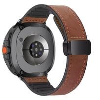 Silikoninė odinė apyrankė Samsung Galaxy Watch 8 40mm 44mm Watch 8 Classic 46mm Magnetinė apyrankė Galaxy Ultra 2025 47mm Correa Galaxy 8 44mm 40mm ruda
