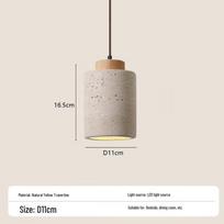 Nordic Yellow Travertine & Wood Long Pendant Lamp