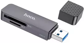 Atminties kortelių skaitytuvas Hoco HB45 2-in-1 USB3.0 pilkas