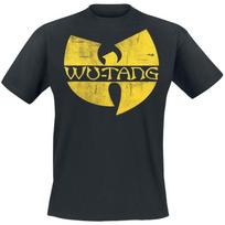 Wu-Tang Clan Band Logo T-Shirt Men's Hip-Hop Graphic Tee with Distressed Yellow Symbol Print Casual Streetwear Top S juoda