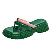 2024 Rome Clip Toe Flip Flops Women Summer Simple Soft Flat Bottom Ladies Slippers 2024 Comfy Daily Beach Bathroom Shoes for Women 36 žalia