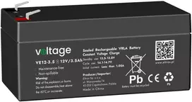 VOLTAGE Akumuliatoriaus AGM įtampa 12V 3,5Ah VE12-3,5 (eksploatavimo trukmė 6-9 metai)