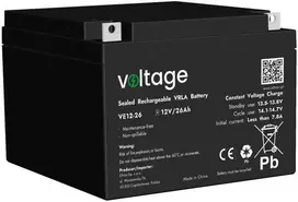 VOLTAGE AGM įtampos 12V 26Ah VE12-26 baterija (eksploatavimo trukmė 6-9 metai)