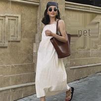 2023 Apricot Sleeveless Off-Shoulder Pullover Sling Dress - European & American Summer Fashion Small abrikosas