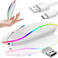 Belaidė įkraunama optinė pelė, Plona 2,4 GHz „Bluetooth“, balta