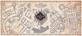 Harry Potter Haris Poteris – žaidimų/stalo kilimėlis XXL Huncwot žemėlapis (80 x 35 cm)