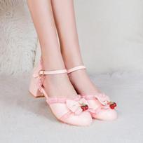 Girls' Cute Lolita Mid-Heel Sandals for Ages 8-9 - 2021 Summer Style 31/20.5cm rožinė
