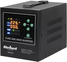 Rebel POWER-500-LFP4 avarinis maitinimo šaltinis – keitiklis su gryna sinusine banga ir įkrovimo funkcija 12V 230V 500VA 300W