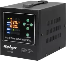 Rebel POWER-800-LFP4 avarinis maitinimo šaltinis – keitiklis su gryna sinusine banga ir įkrovimo funkcija 12V 230V 800VA 500W