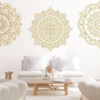 4 vnt. auksiniai boho mandalų sienų lipdukai, PVC sienų lipdukai, dekoras, pusės mandalos sienos lipdukas, svetainė