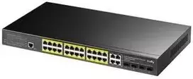 Šakotuvas Komutatorius - CUDY GS2028PS4-400W 24-Portų Gigabit L2 Valdomas PoE+ 400W 4x Gigabit Kombinuoti Prievadai