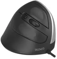 Pelė Deltaco Silent su laidu Vertical Pelė, 4 mygtukai, 1000-1600 DPI, juodas