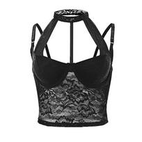 White Lace Halter Corset Top With Choker Detail S