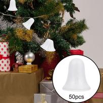 50 vienetų Kalėdinių burbulinių varpelių baltos spalvos papuošimai dekoravimui, rankdarbiams, daugiafunkcis varpelis 5cm