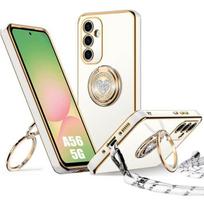 Protective Case - BOOLING - for Samsung Galaxy A56 5G - Ultra Slim - Heart Pattern - with White Lanyard balta