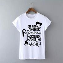 Showtly Fashion Funny Halloween Hocus Pocus T-Shirt For Women O Neck Casual Tops Short Sleeve M balta