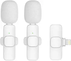 OEM belaidis prisegamas mikrofonas „Lightning“ dvigubas (2 komplekte) K1 baltas
