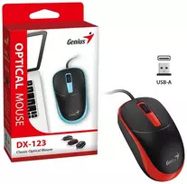 Genius DX-123 Pelė su laidu, juoda-raudona, 1200DPI