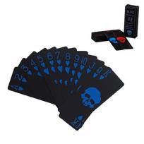 Updated PVC Water Resistant Black Playing Cards 55Pcs Plastic Golden Skull Poker Kit In Case Washable Flexible Deck Mini One Game Card