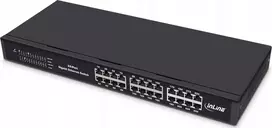 Šakotuvas „Switch InLine ®“ gigabito tinklo komutatorius, 24 prievadų, 1Gb/s, 19 colių, 1U, metalinis, be ventiliatoriaus
