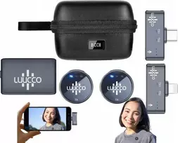 Mikrofonas Luucco 2x belaidis 3 viename mikrofonas, skirtas „iPhone“ su „Lightning“ + USB-C + 3,5 mm / „AirWave“ / „Combo“
