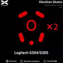 X-Raypad Obsidian Skates Logitech G304 & G305 Raudona 2 vnt. (Raudoni) Pakaitiniai Pelė Feet