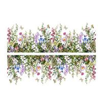 2 Sheets Watercolor Floral Wall Butterflies Green Grass Corner Stickers Wildflower Baseboard Skirting Line Wall Decals