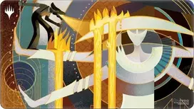 Pelė „Ultra-Pro Ultra Pro: Magic The Gathering“ – „March of the Machine“ – baltas dygsniuotas žaidimų kilimėlis – 2 versija