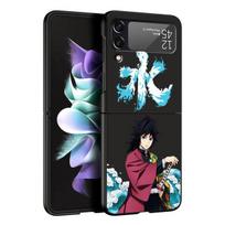 Anime Coque, skirtas Samsung Galaxy Zflip Z Flip 3 Zflip3 Z Flip 4 5g maišelis, atsparus smūgiams dėklai, juodas dangtelis Kimetsu No Yaiba Demon Slayer Samsung Z Flip 5G